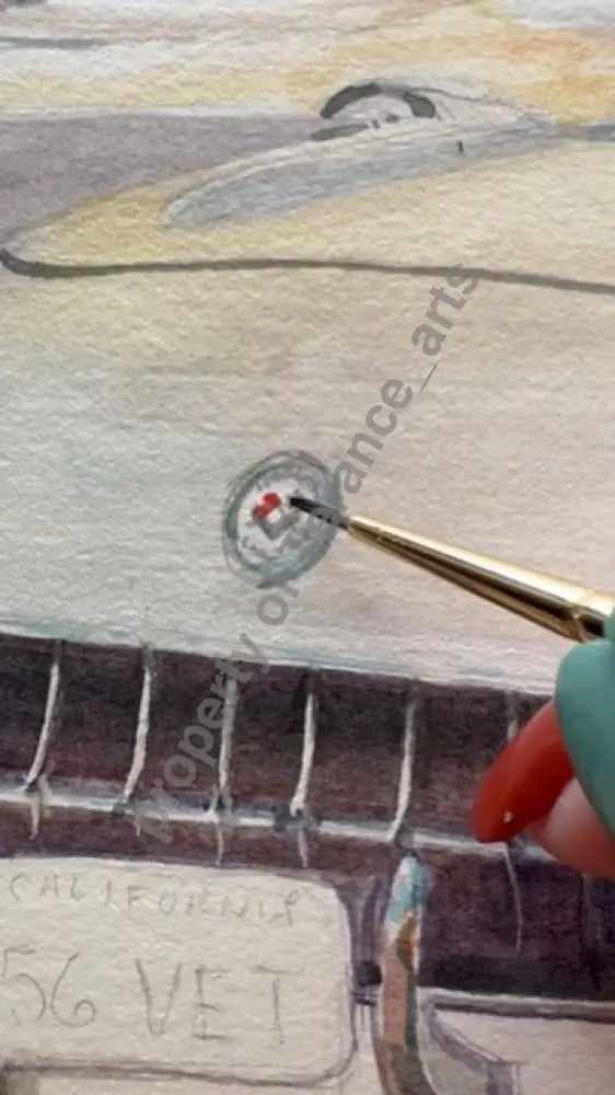 ORIGINAL watercolor 1956 corvette - watercolor