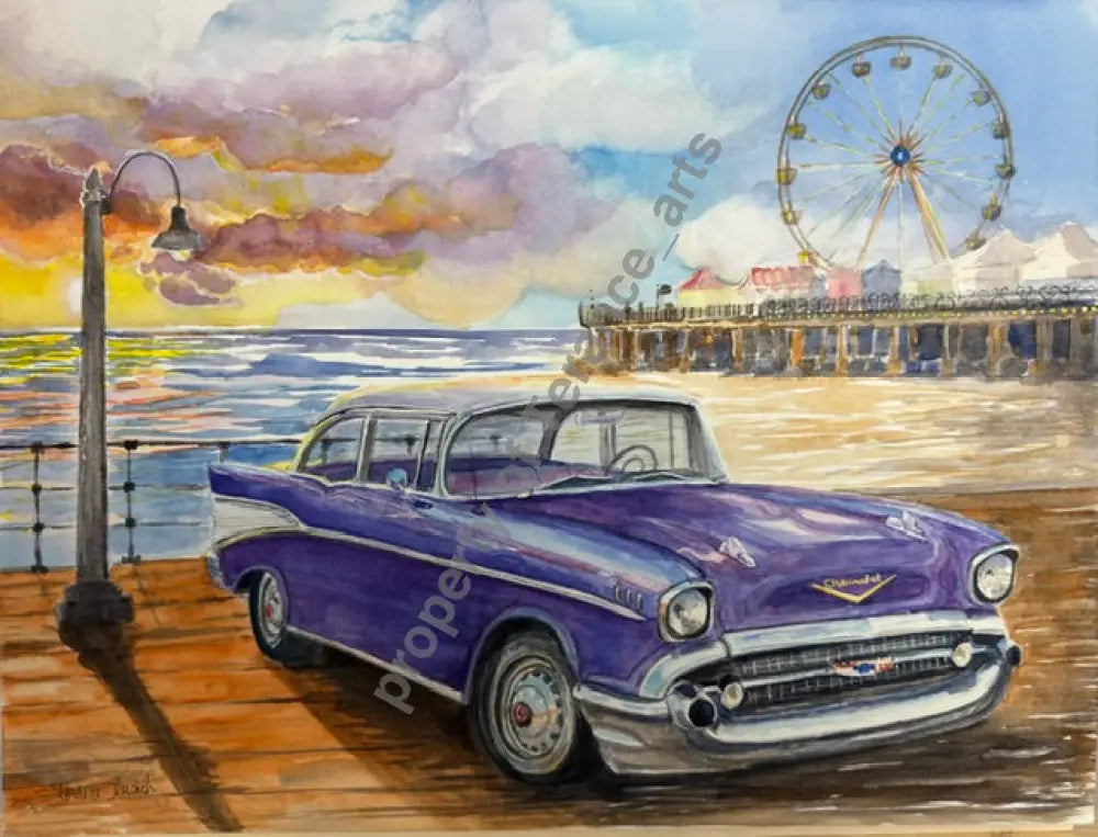 ORIGINAL watercolor painting ’Chillin Like a Boss’ 1947 Chevrolet Bel Air - watercolor